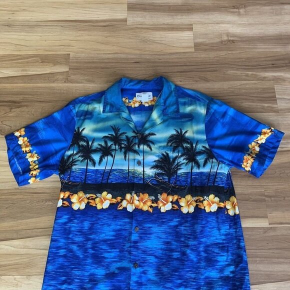Bishop Street Men’s XL Hawaiian Short Sleeve Printed Button Shirt Blue Floral - Picture 3 of 12